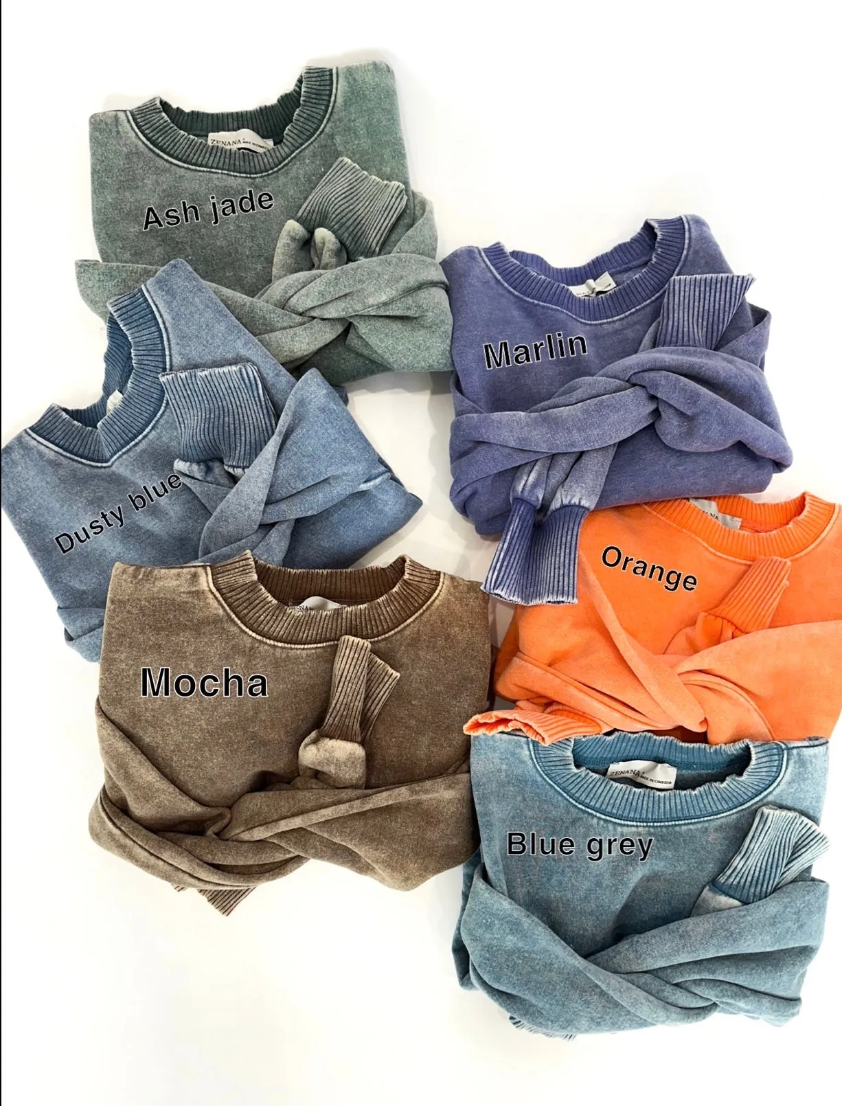 Back to the Basics Acid wash Pullover Tops