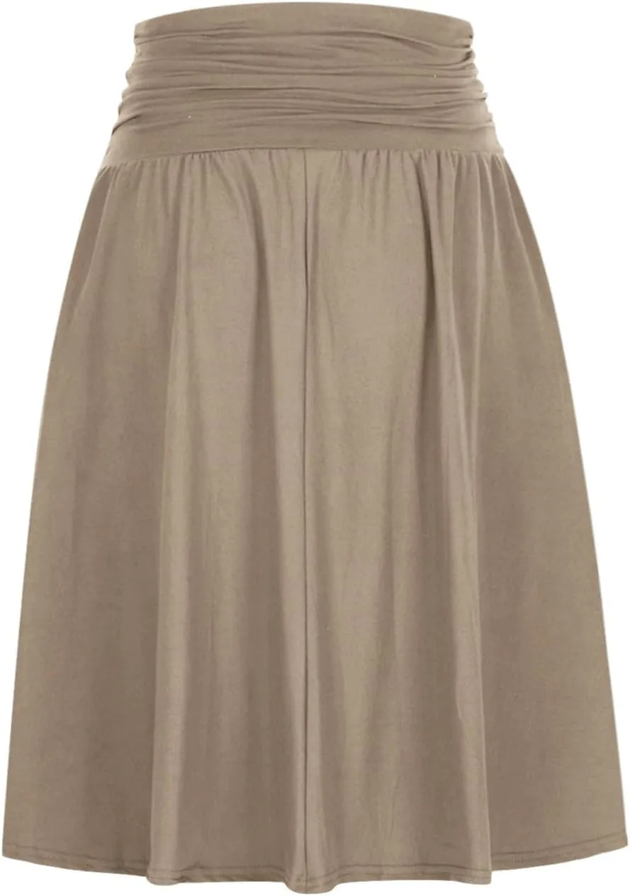 FZYLQY 2025 New Skirts for Women Regular and Plus Size Skirt with Pockets Below The Knee Length Ruched Flowy Midi Skirt