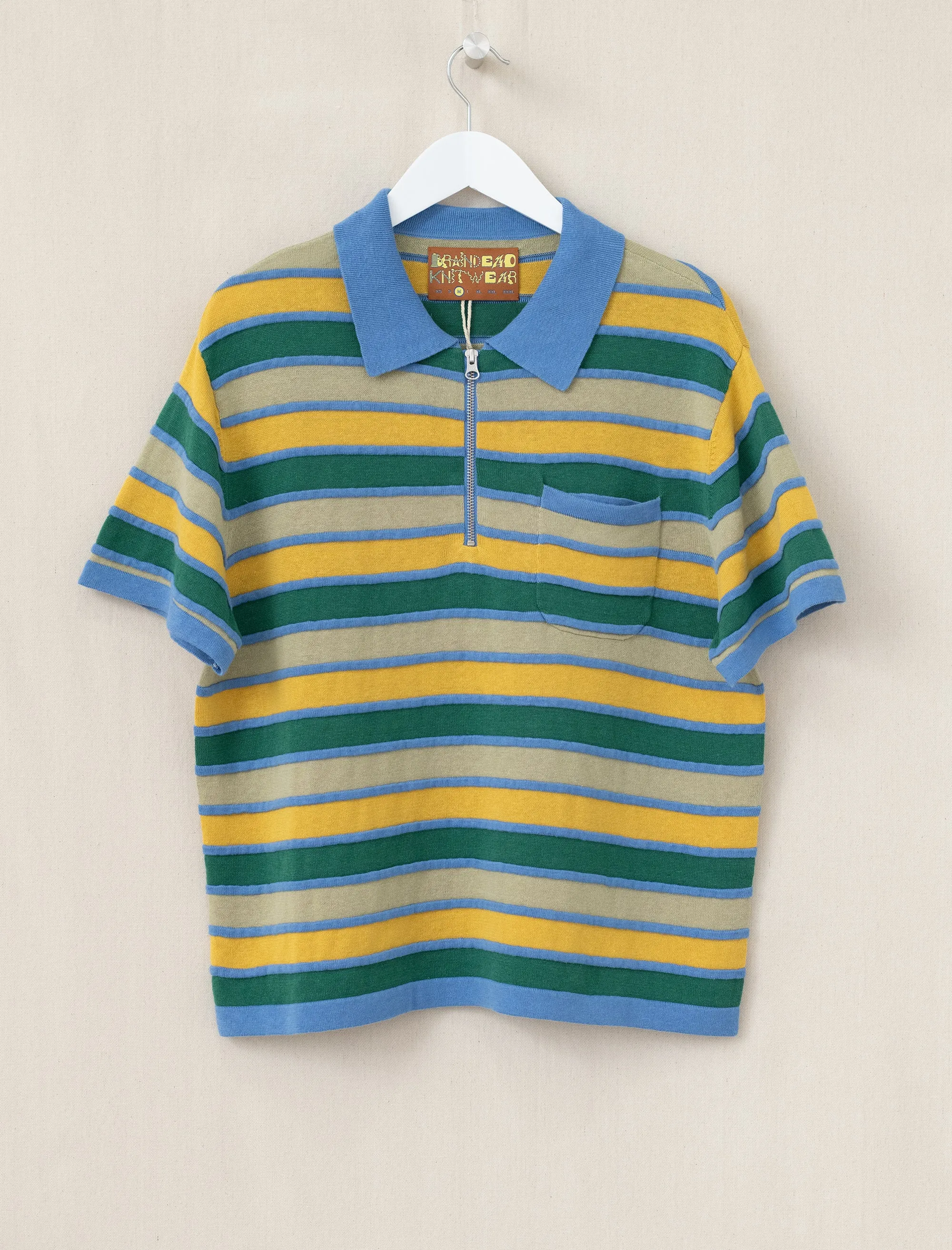 Lifted Stripe Half Zip Shirt (Yellow)