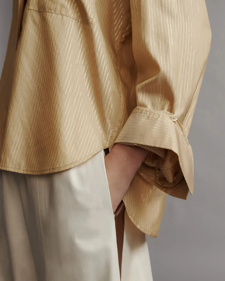 New Morning After Shirt in Silk Metallic Stripe