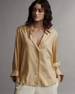 New Morning After Shirt in Silk Metallic Stripe