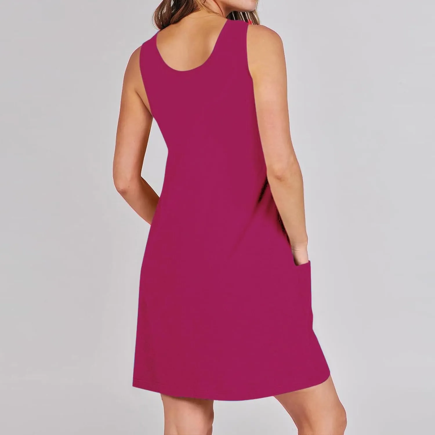 Summer Sundresses for Women Sleeveless Casual Mini Dress with Pockets Boho Loose Beach Vacation Dresses 2025