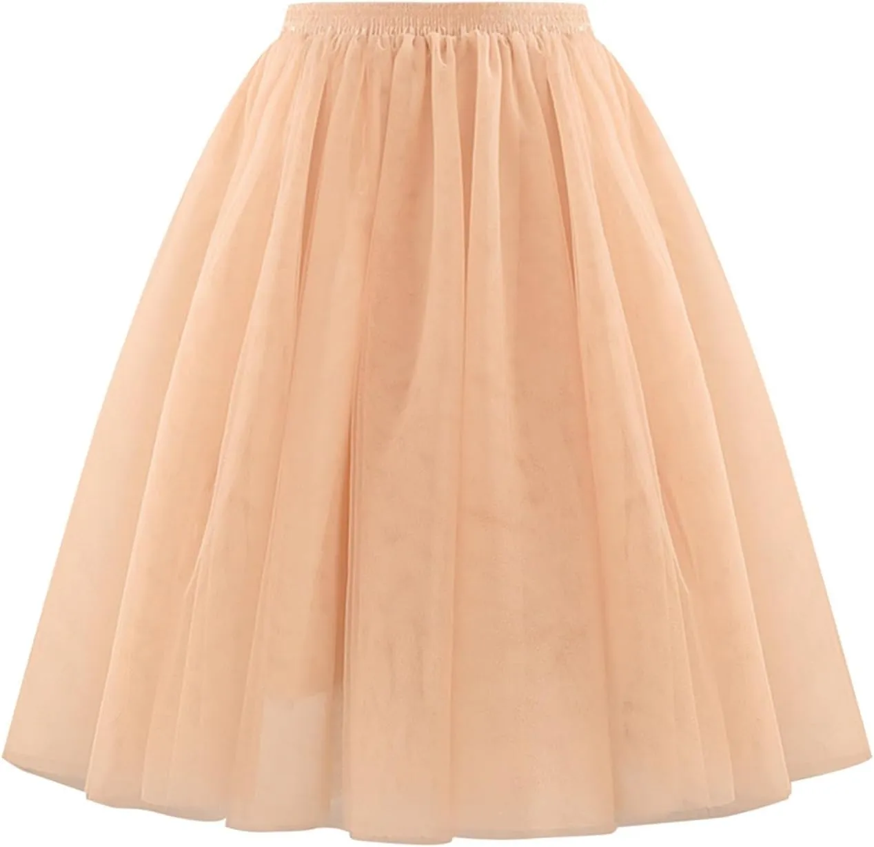 Tulle Skirts for Women Midi A Line Skirt Layered Skorts Elastic High Waisted Tutu Skirt for Prom Party
