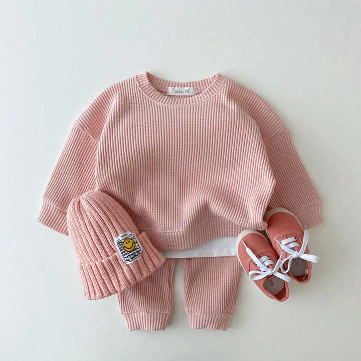 Waffle Cotton Baby Clothing Sets Kids-مجموعة ملابس أطفال