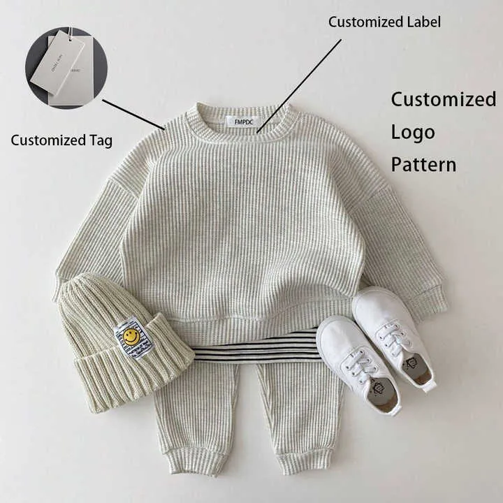 Waffle Cotton Baby Clothing Sets Kids-مجموعة ملابس أطفال