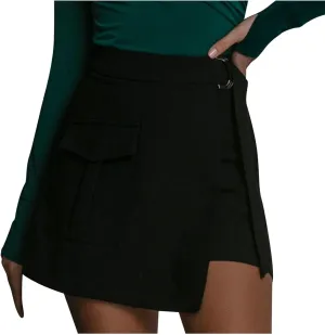 Womens Belted Skirt High Waist A Line Mini Skirt Spring Fashion Solid Mini A-Line Short Work Skirt with Pocket