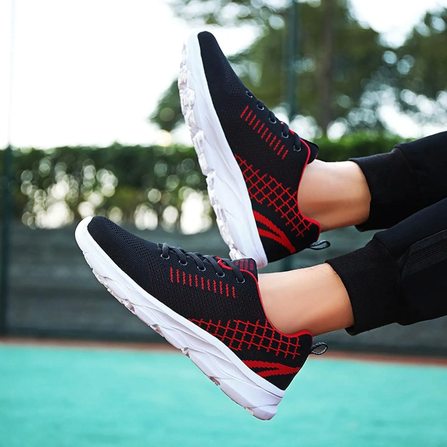 Womens Lace Up Running Shoes Non Slip Walking Shoes Slip On Shoes Women Mesh Ladies Casual Shoes Black Sneakers Red Tennis Shoe Cross Trainer Shoe