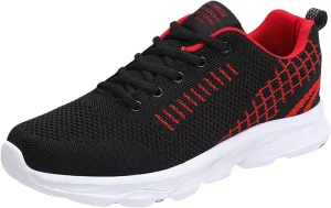 Womens Lace Up Running Shoes Non Slip Walking Shoes Slip On Shoes Women Mesh Ladies Casual Shoes Black Sneakers Red Tennis Shoe Cross Trainer Shoe