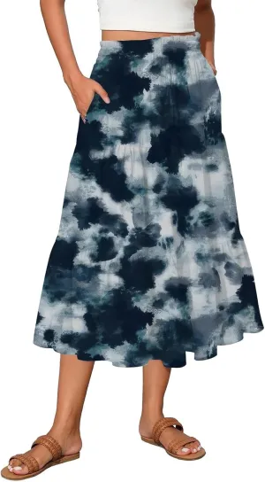 Women's Skirts Long High Waist Flowy Maxi Skirt A-Line Bohemian Style Summer
