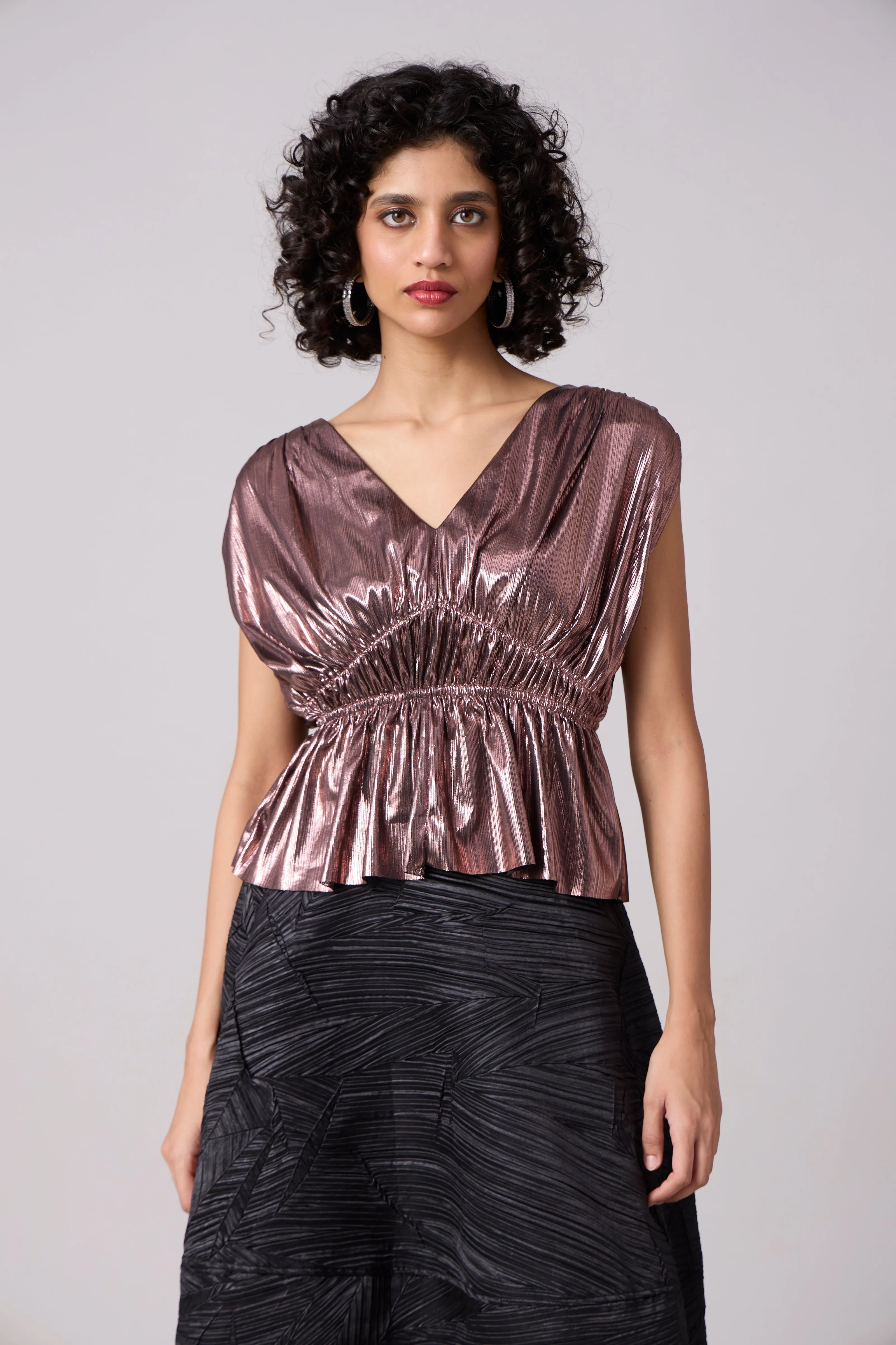 Zenia Top - Metallic Rose