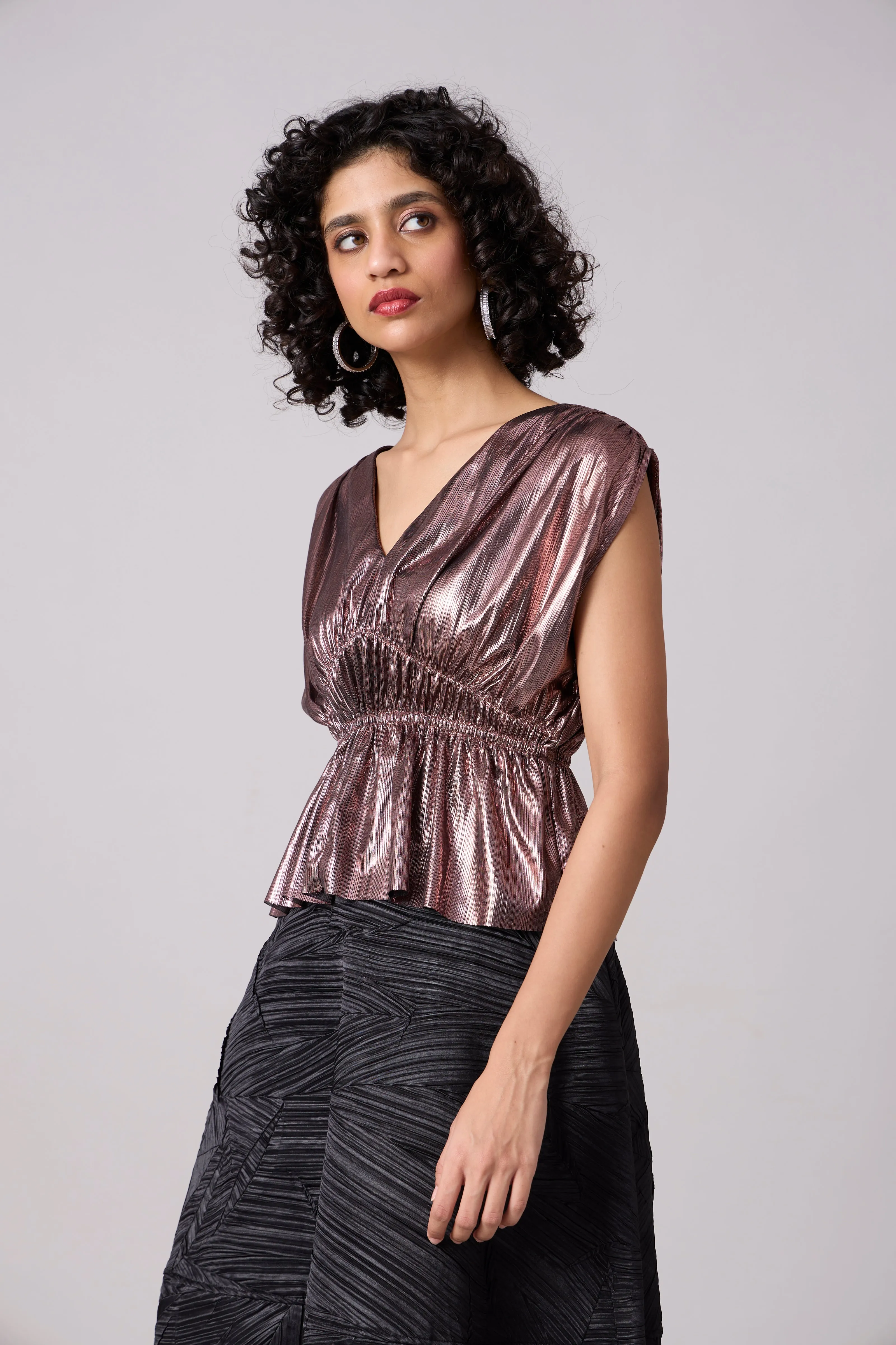 Zenia Top - Metallic Rose