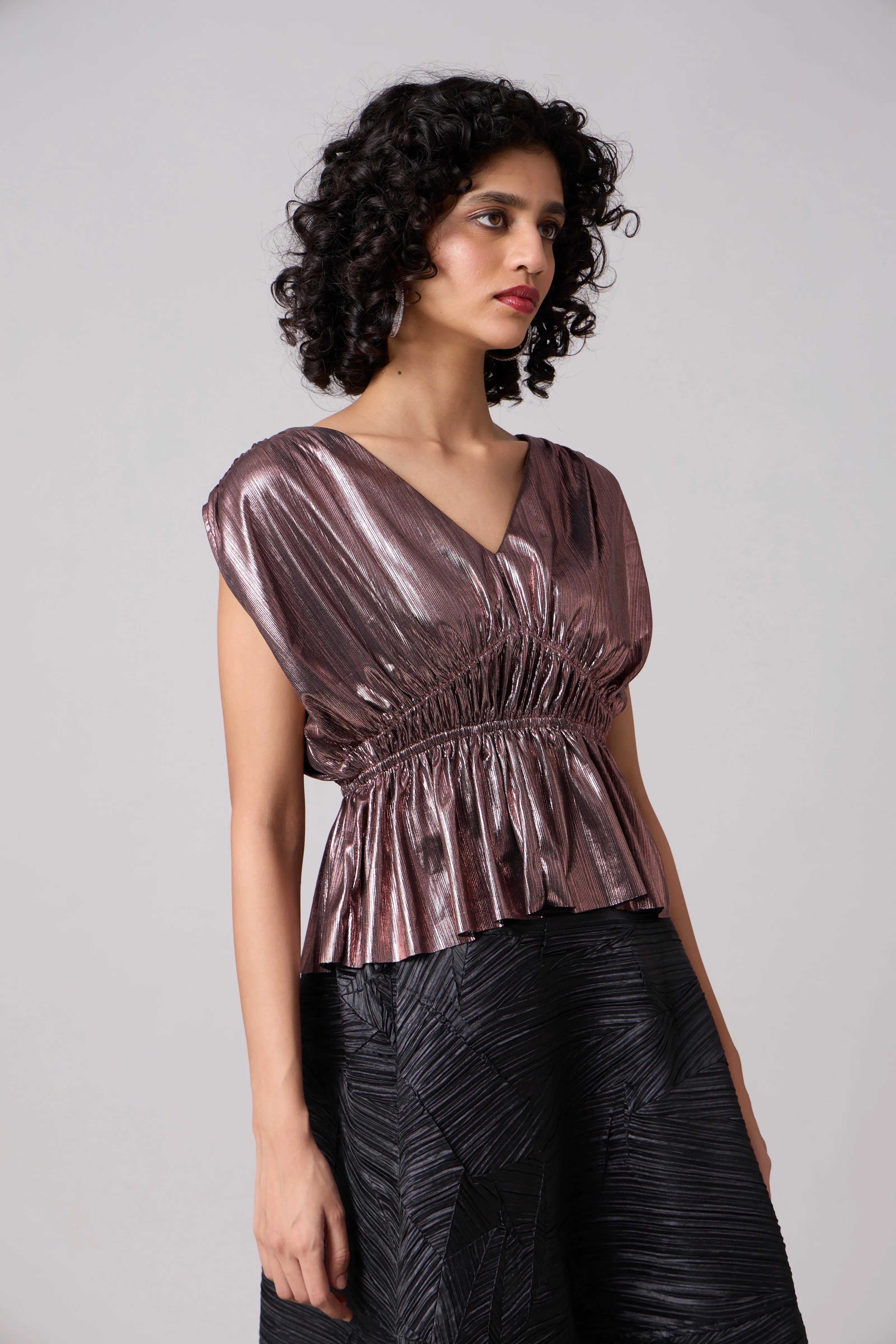 Zenia Top - Metallic Rose