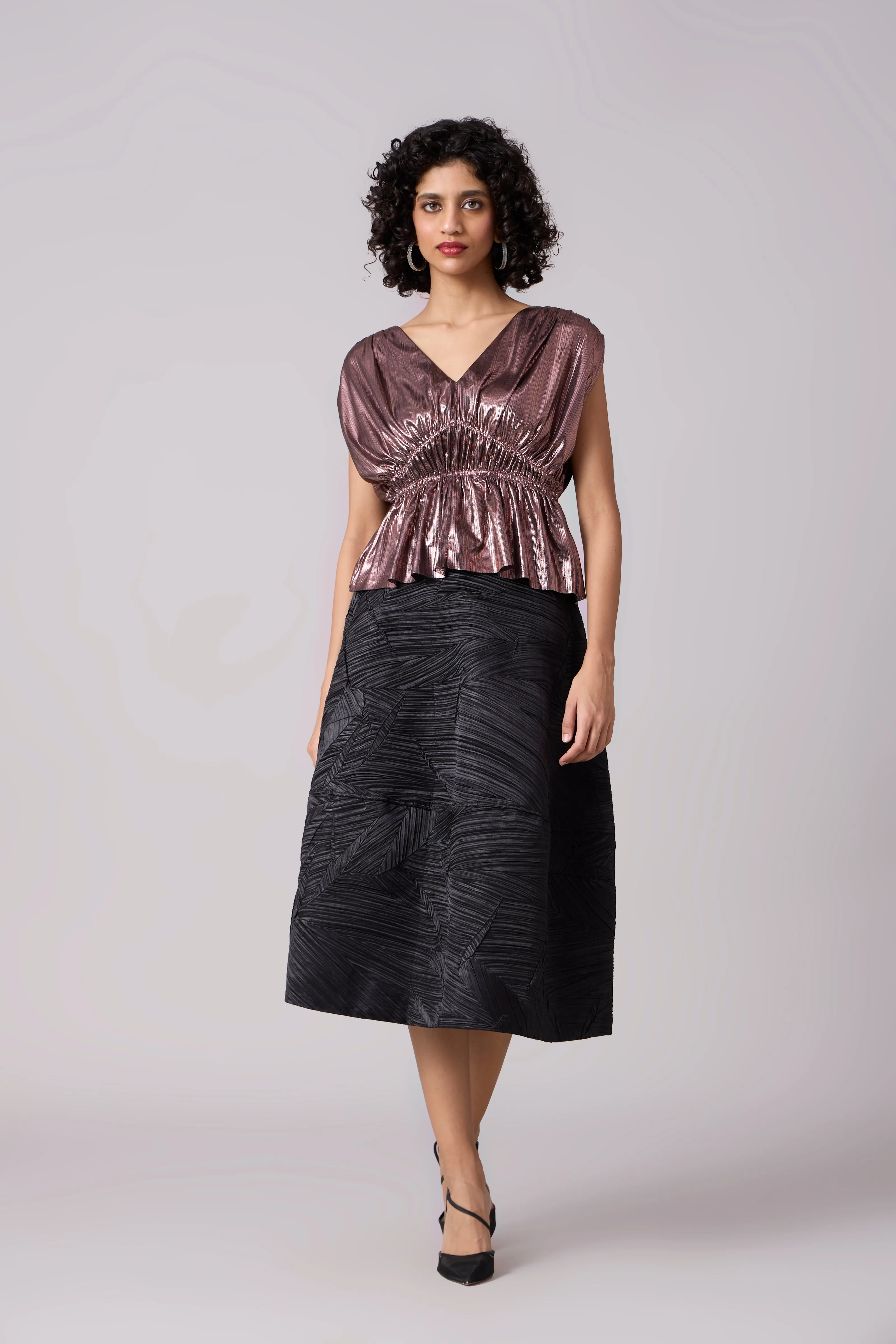 Zenia Top - Metallic Rose
