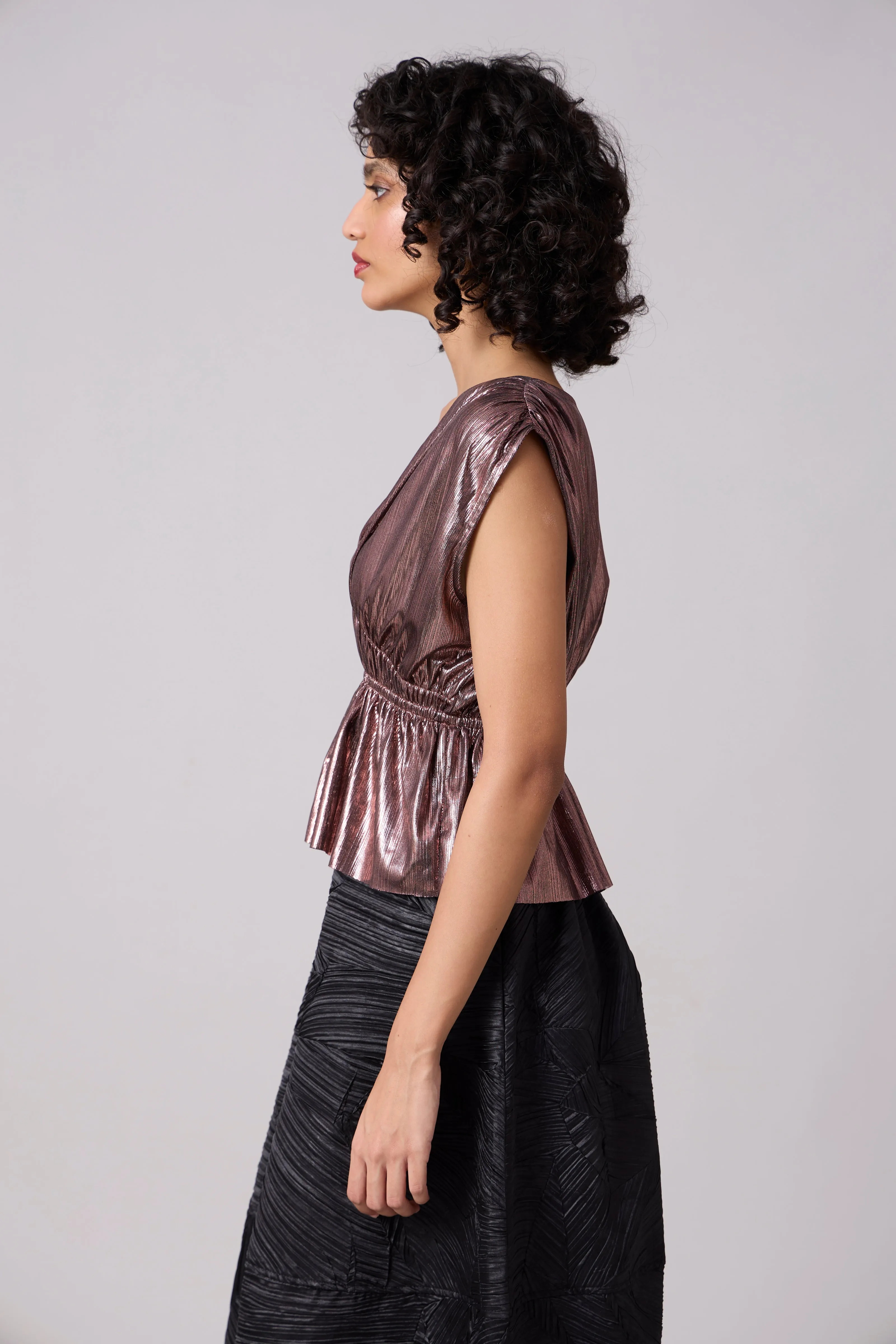 Zenia Top - Metallic Rose
