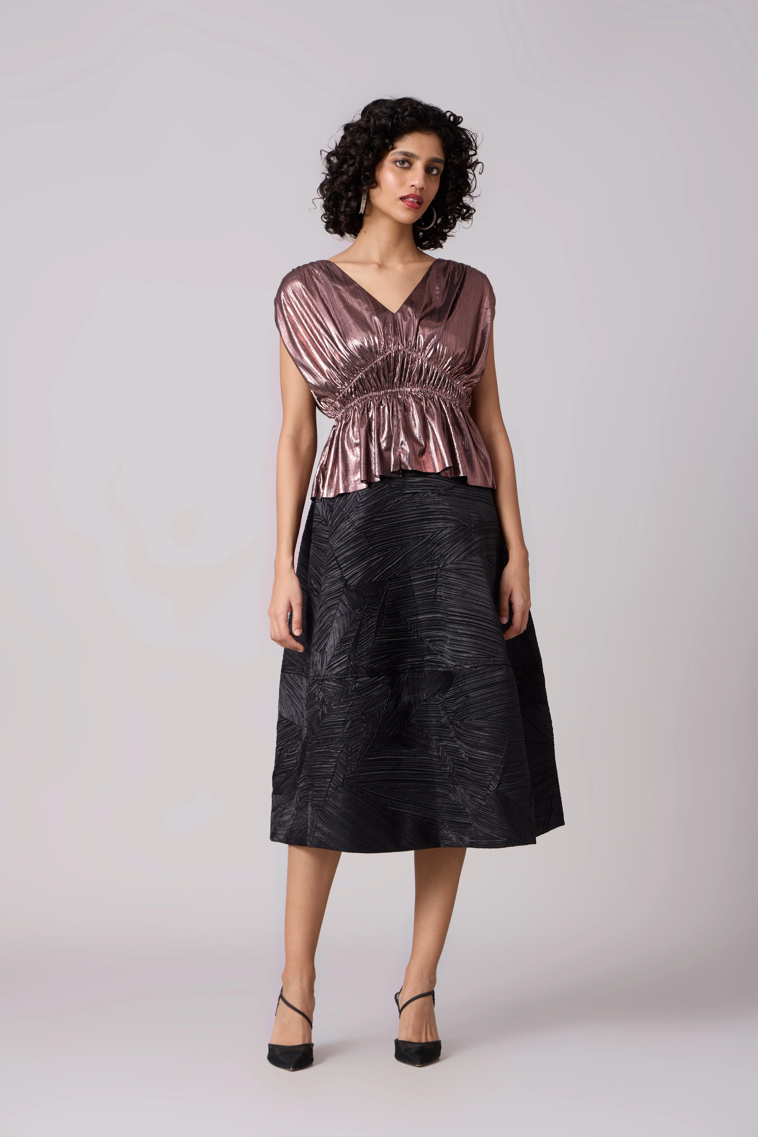Zenia Top - Metallic Rose