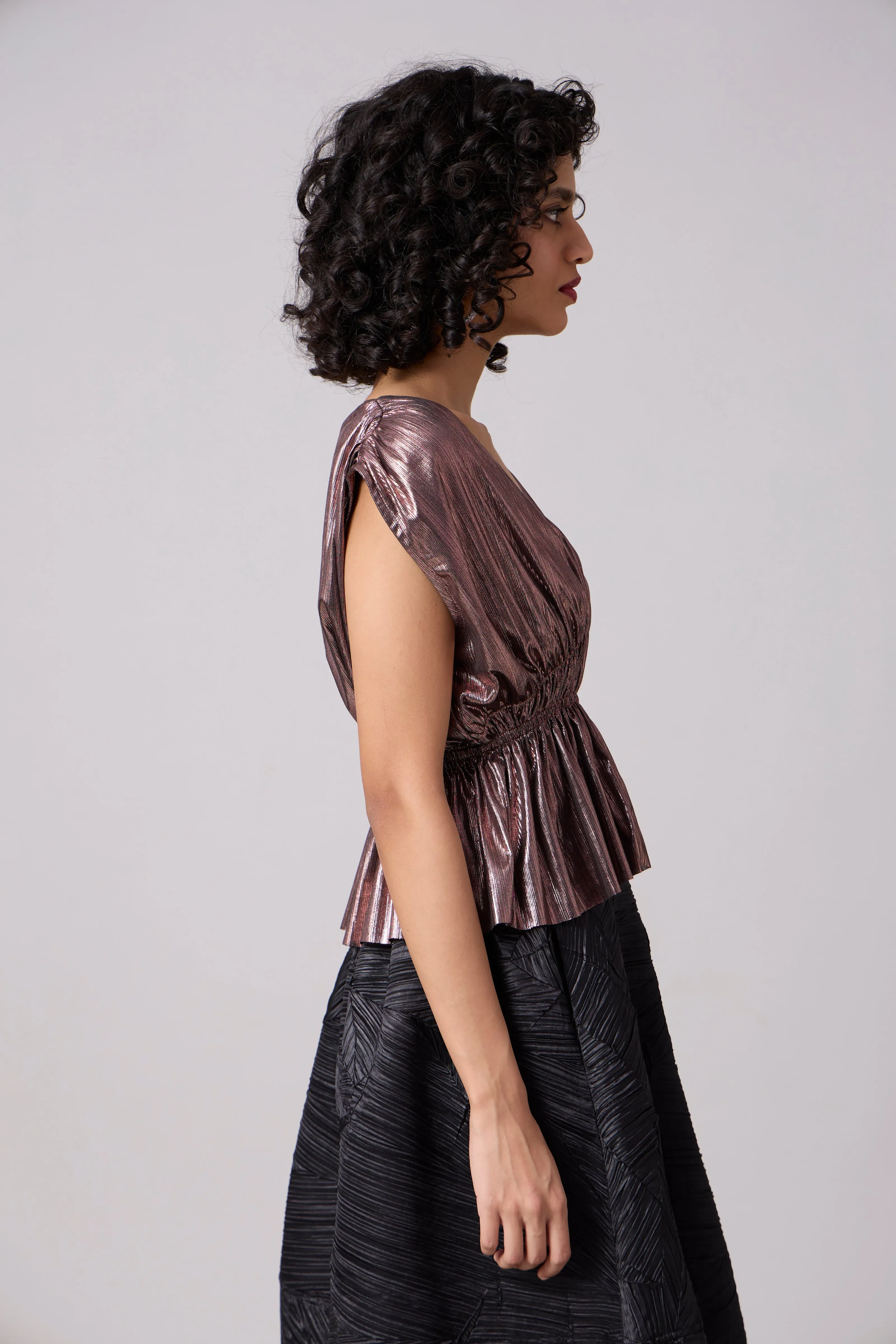 Zenia Top - Metallic Rose